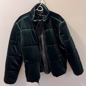 Green Velvet Bomber Jacket